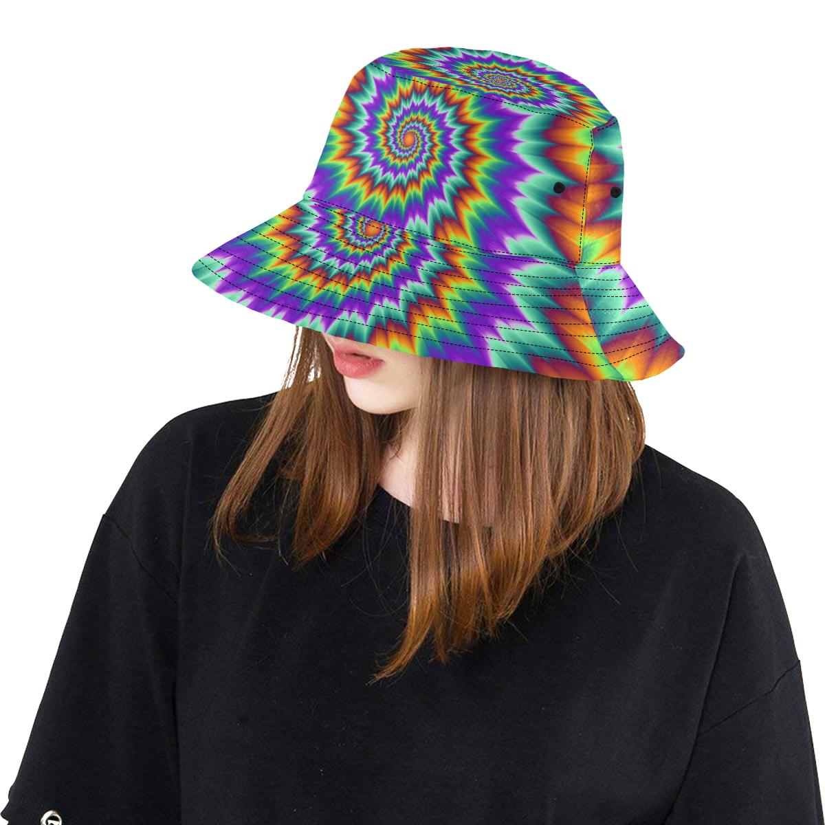 Optical illusion Pulsing fiery spirals Unisex Bucket Hat