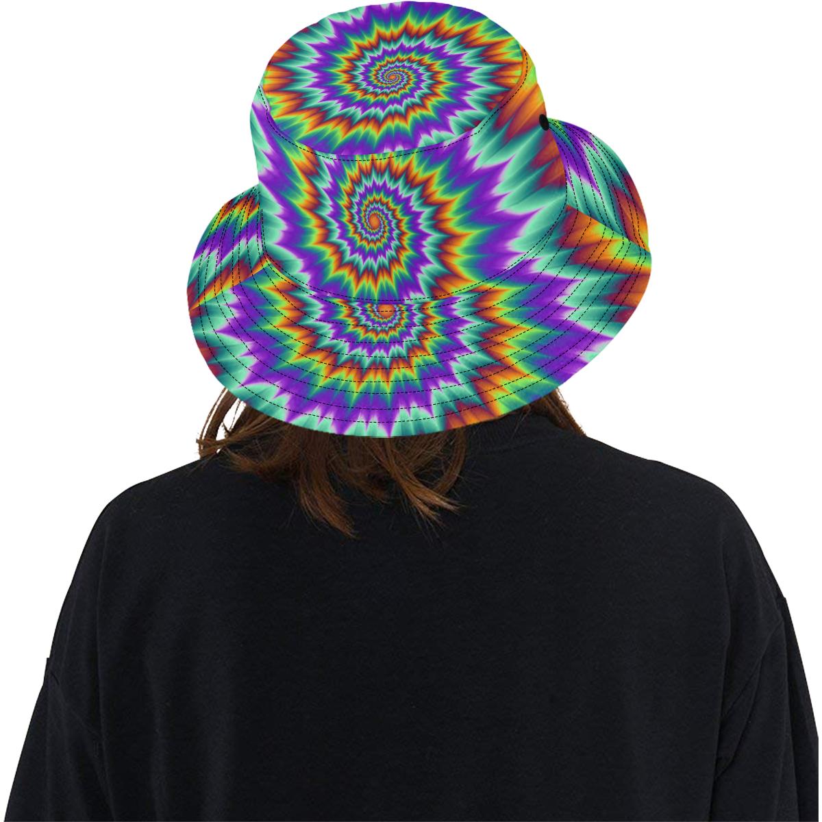 Optical illusion Pulsing fiery spirals Unisex Bucket Hat