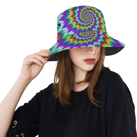 Optical illusion Pulsing fiery spirals Unisex Bucket Hat