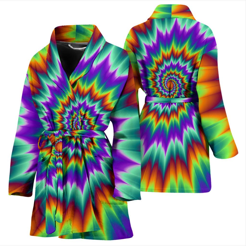 Optical illusion Pulsing fiery spirals Women Bath Robe-JTAMIGO.COM