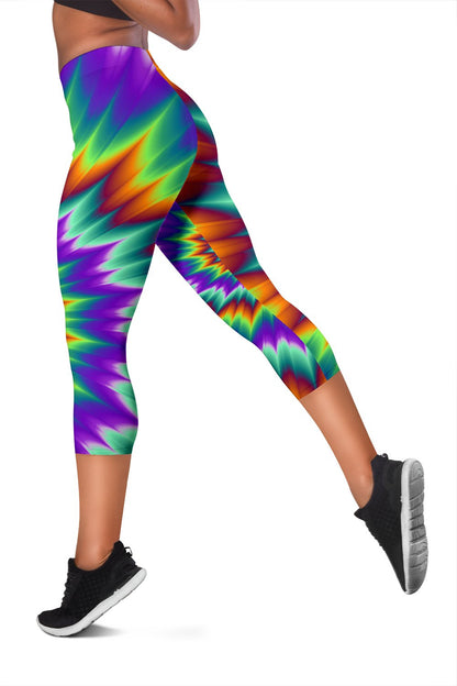 Optical illusion Pulsing fiery spirals Women Capris