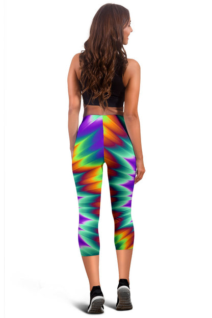Optical illusion Pulsing fiery spirals Women Capris