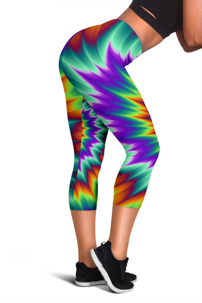 Optical illusion Pulsing fiery spirals Women Capris