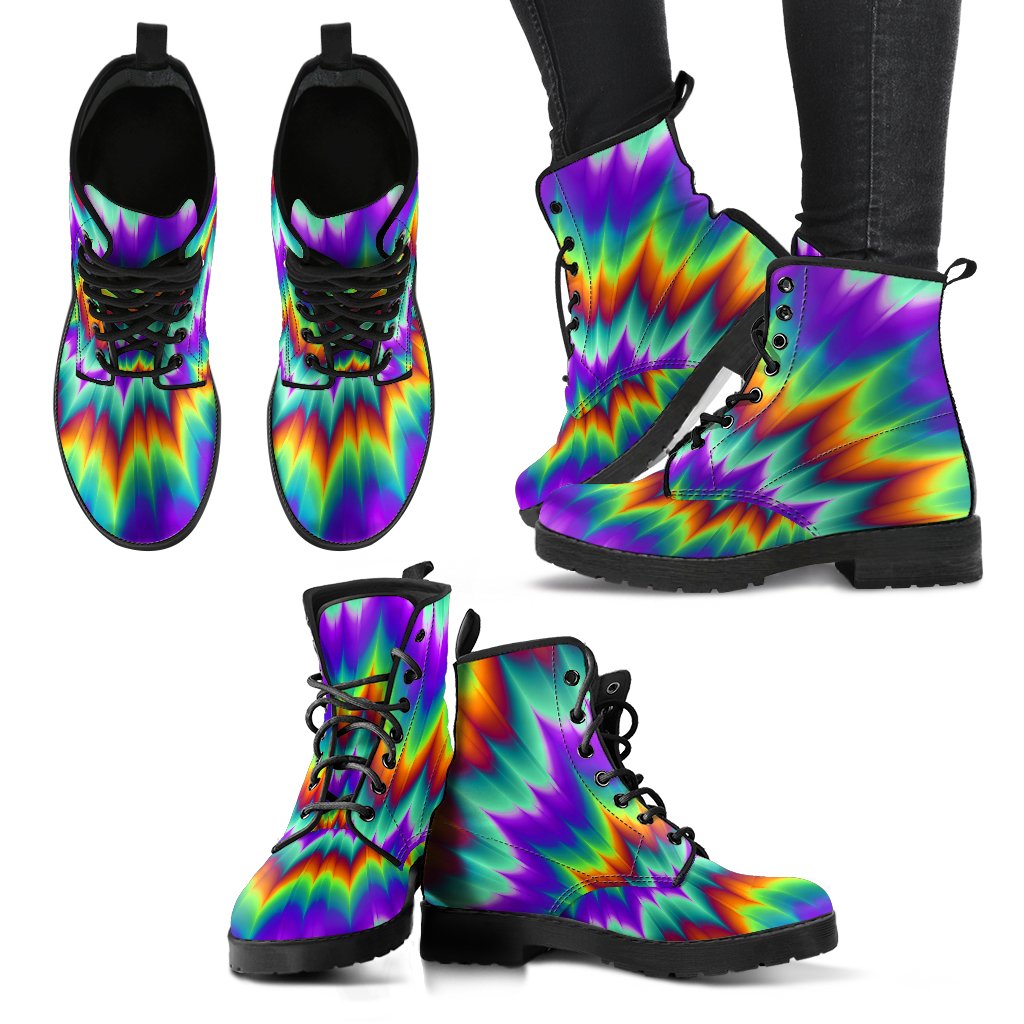 Optical illusion Pulsing fiery spirals Women Leather Boots-JTAMIGO.COM