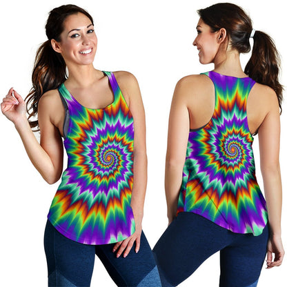 Optical illusion Pulsing Fiery Spirals Women Racerback Tank Top