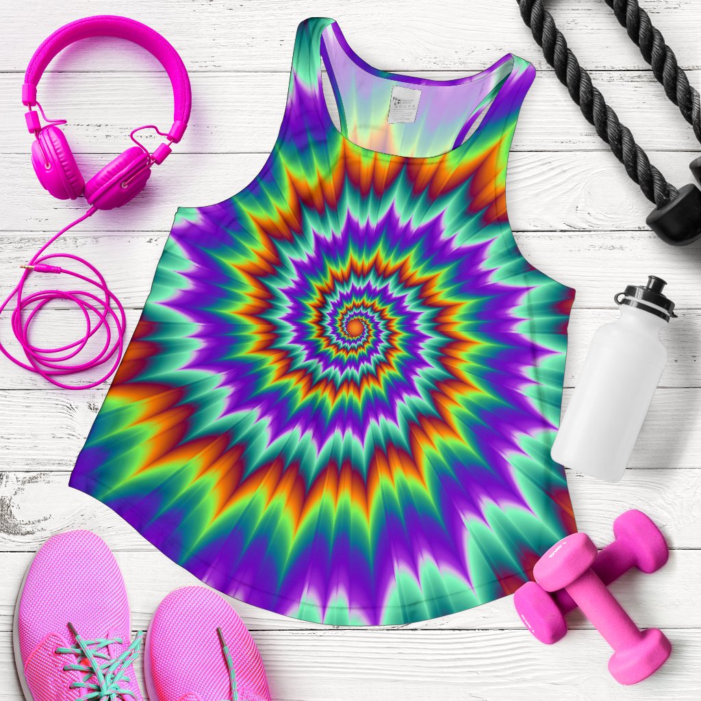 Optical illusion Pulsing Fiery Spirals Women Racerback Tank Top