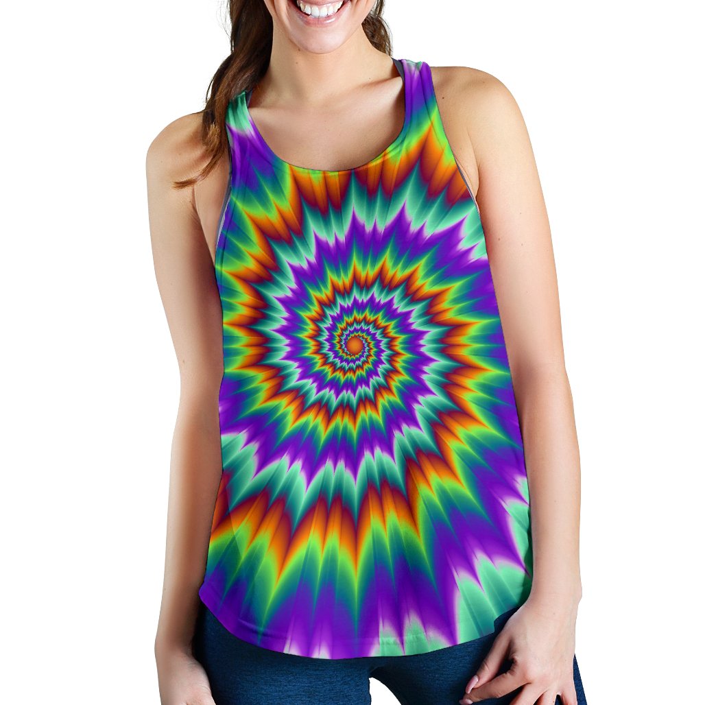 Optical illusion Pulsing Fiery Spirals Women Racerback Tank Top