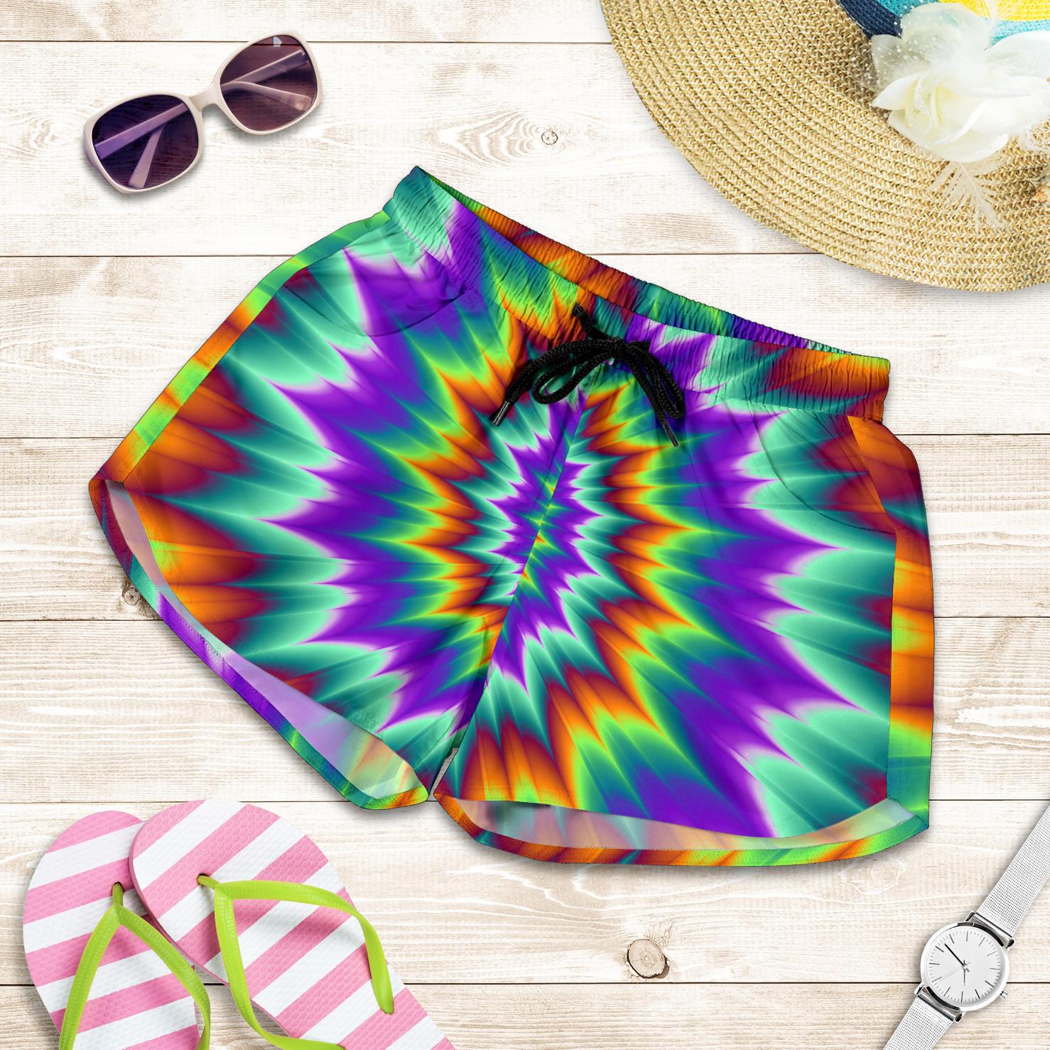 Optical illusion Pulsing fiery spirals Women Shorts-JTAMIGO.COM