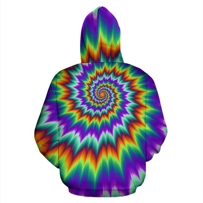 Optical Illusion Pulsing Fiery Spirals Zip Up Hoodie