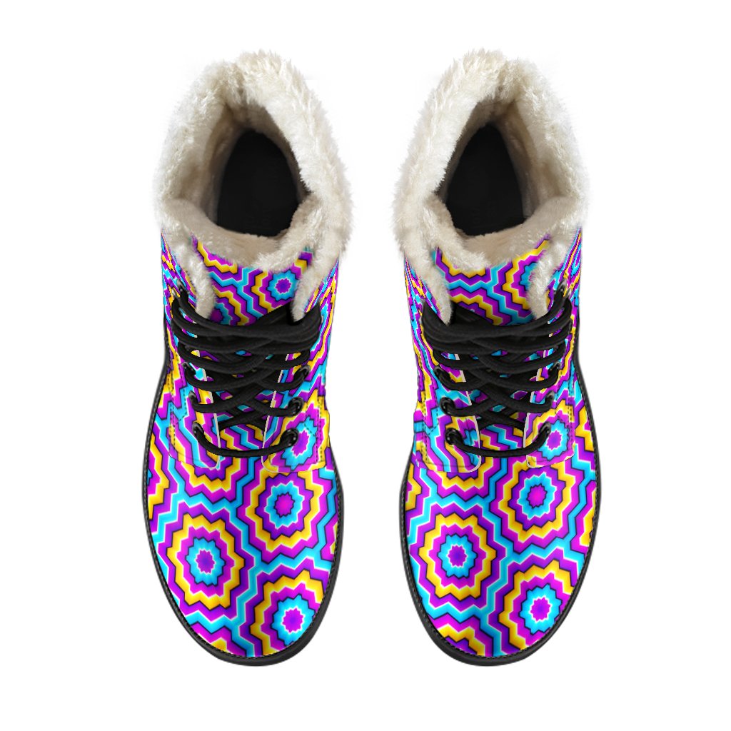 Optical illusion Techno Movement Faux Fur Leather Boots-JTAMIGO.COM