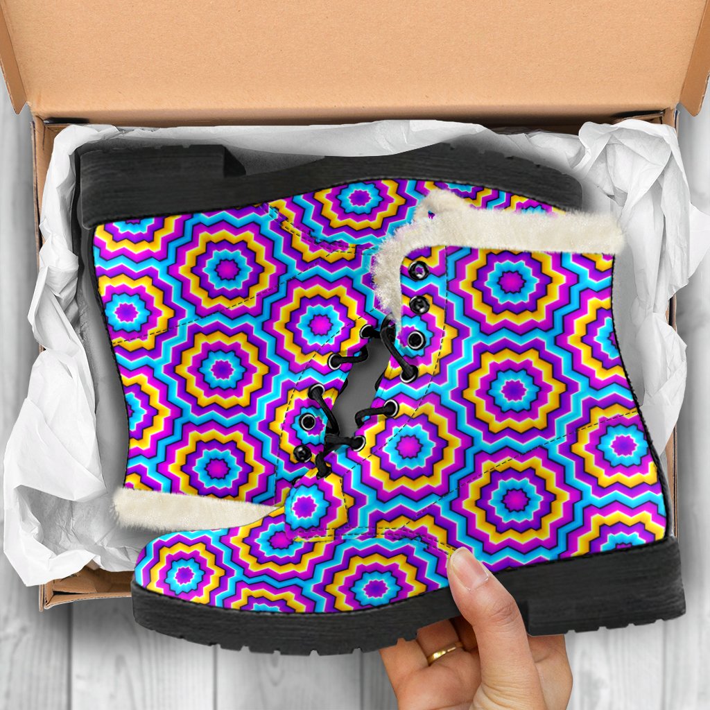 Optical illusion Techno Movement Faux Fur Leather Boots-JTAMIGO.COM