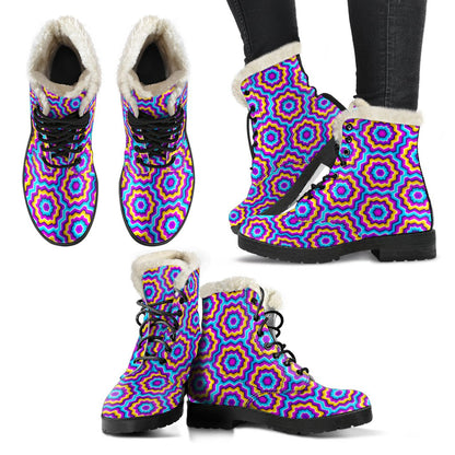 Optical illusion Techno Movement Faux Fur Leather Boots-JTAMIGO.COM