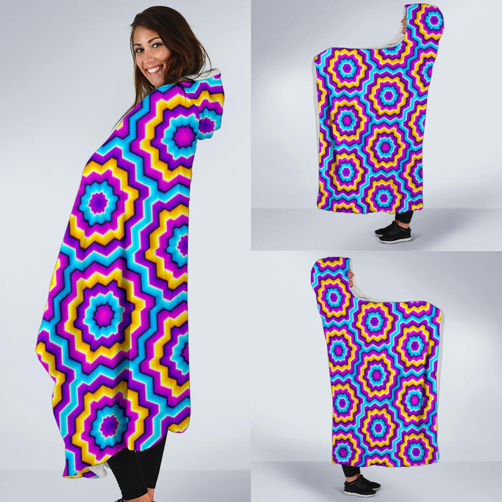 Optical illusion Techno Movement Hooded Blanket-JTAMIGO.COM