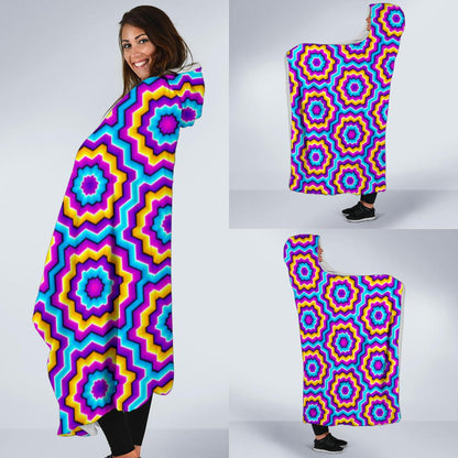 Optical illusion Techno Movement Hooded Blanket-JTAMIGO.COM