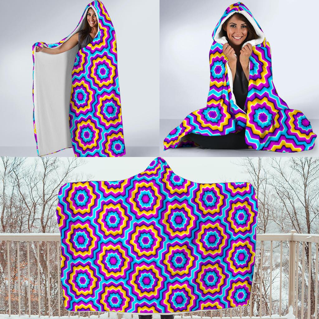 Optical illusion Techno Movement Hooded Blanket-JTAMIGO.COM