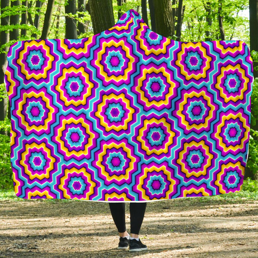 Optical illusion Techno Movement Hooded Blanket-JTAMIGO.COM