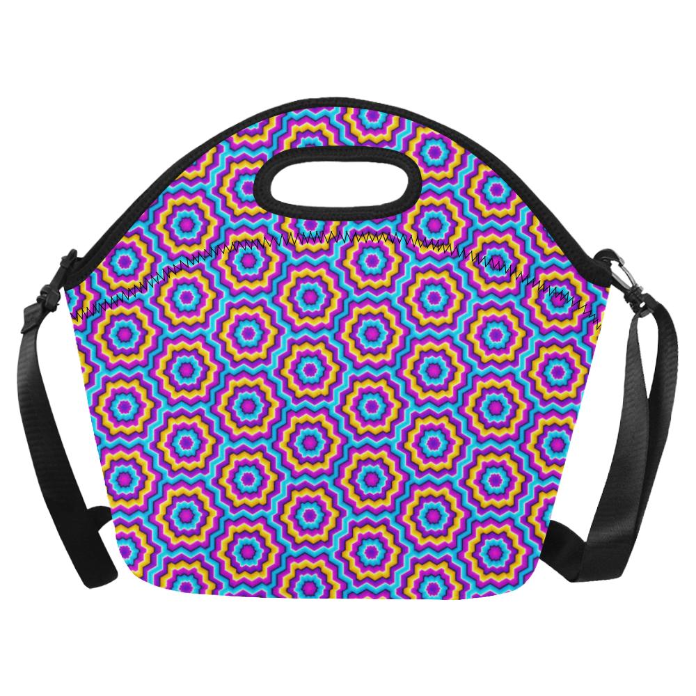 Optical illusion Techno Movement Neoprene Lunch Bag (Model 1669)(Large)-JTAMIGO.COM