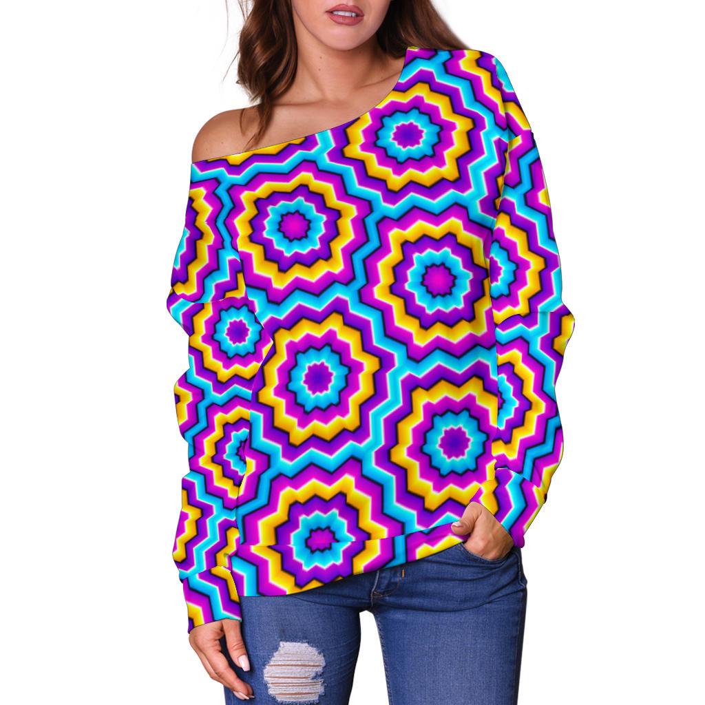 Optical illusion Techno Movement Off Shoulder Sweatshirt