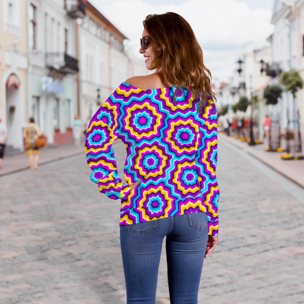Optical illusion Techno Movement Off Shoulder Sweatshirt