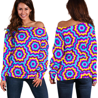 Optical illusion Techno Movement Off Shoulder Sweatshirt