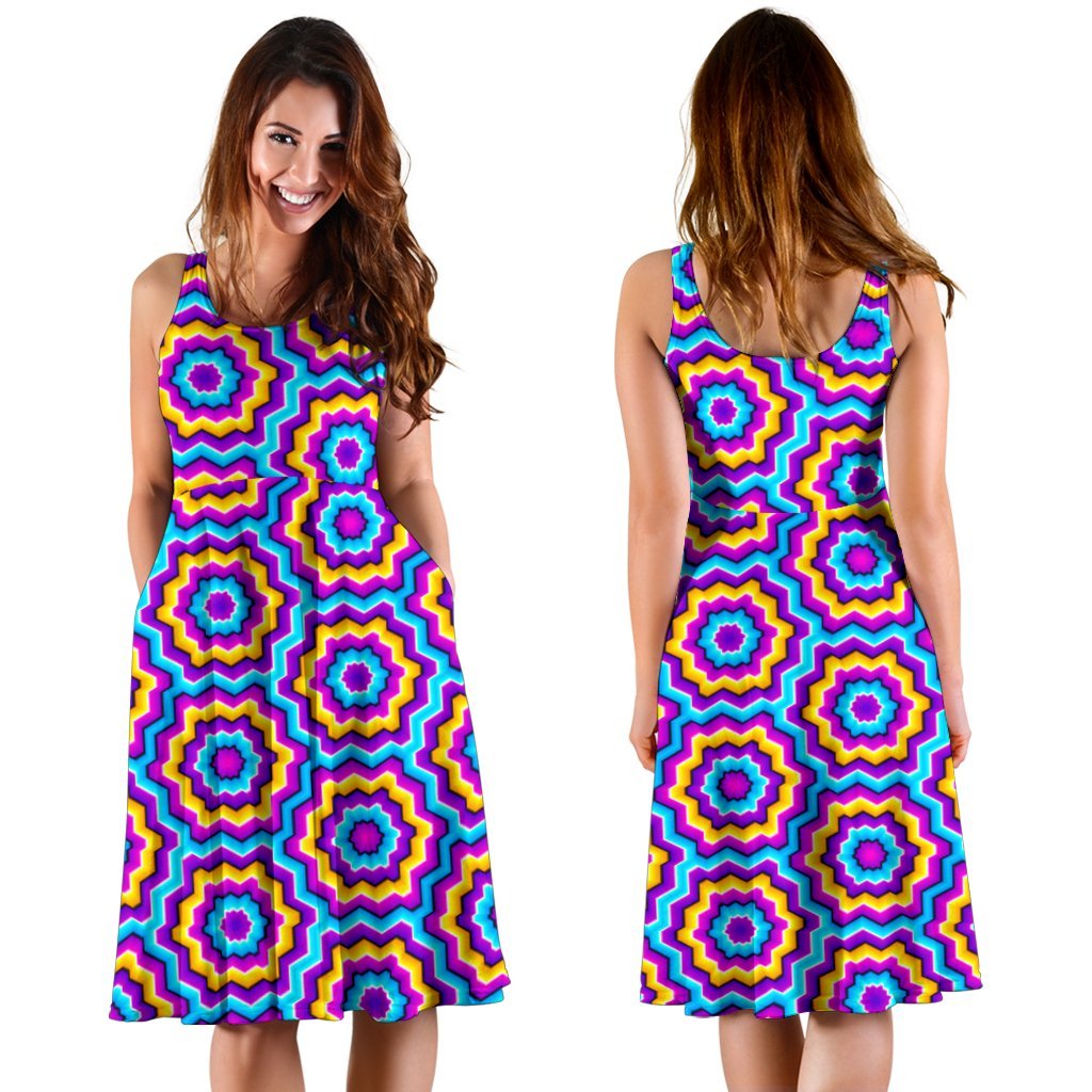Optical illusion Techno Movement Sleeveless Dress