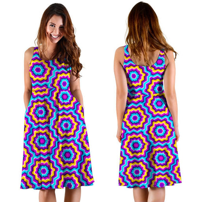 Optical illusion Techno Movement Sleeveless Dress