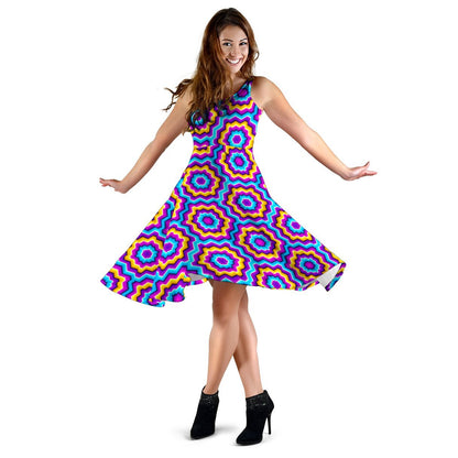 Optical illusion Techno Movement Sleeveless Dress