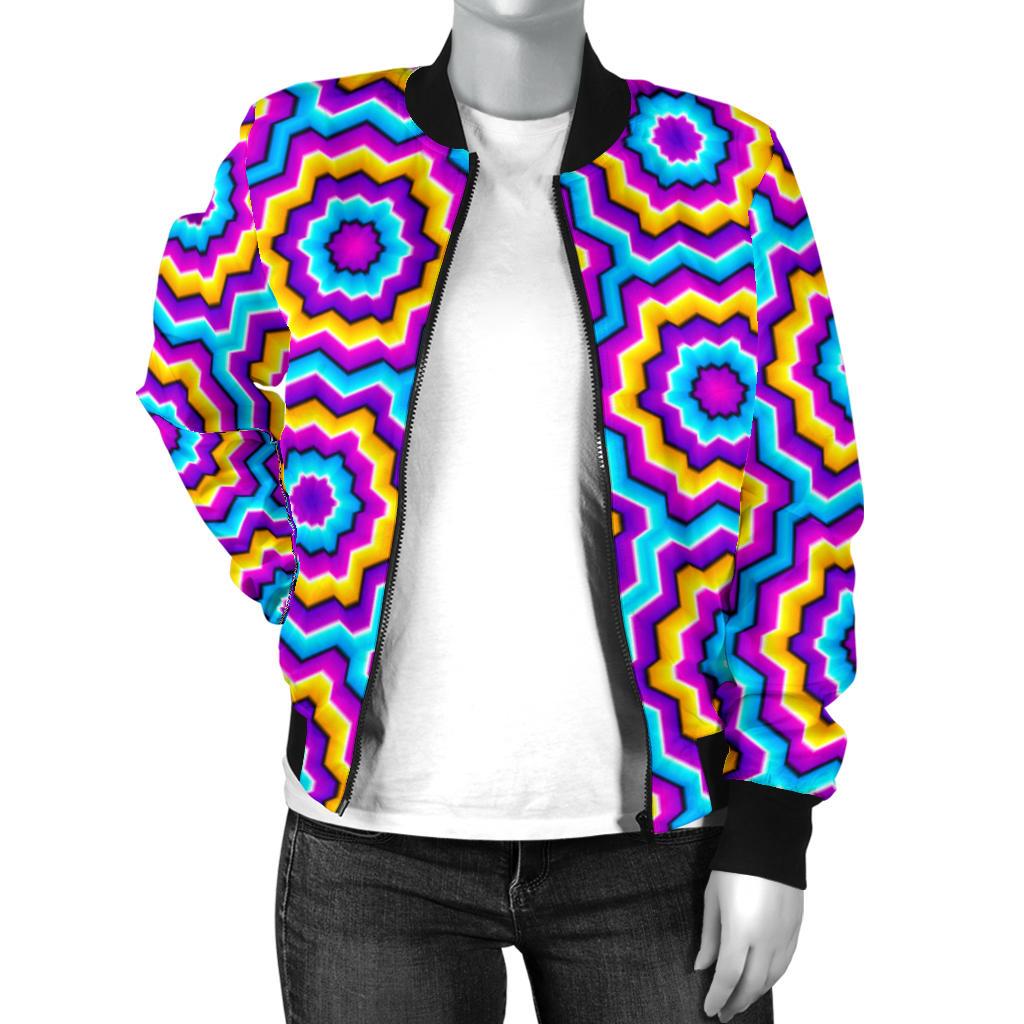 Optical illusion Techno Movement Women Casual Bomber Jacket