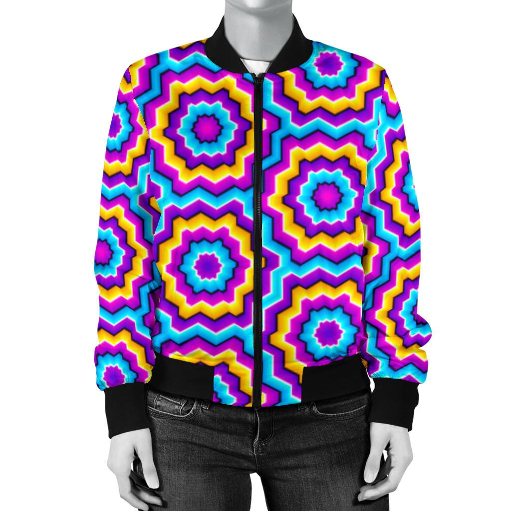 Optical illusion Techno Movement Women Casual Bomber Jacket