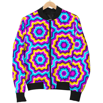 Optical illusion Techno Movement Women Casual Bomber Jacket