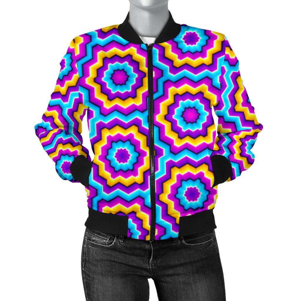 Optical illusion Techno Movement Women Casual Bomber Jacket
