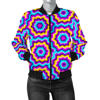 Optical illusion Techno Movement Women Casual Bomber Jacket