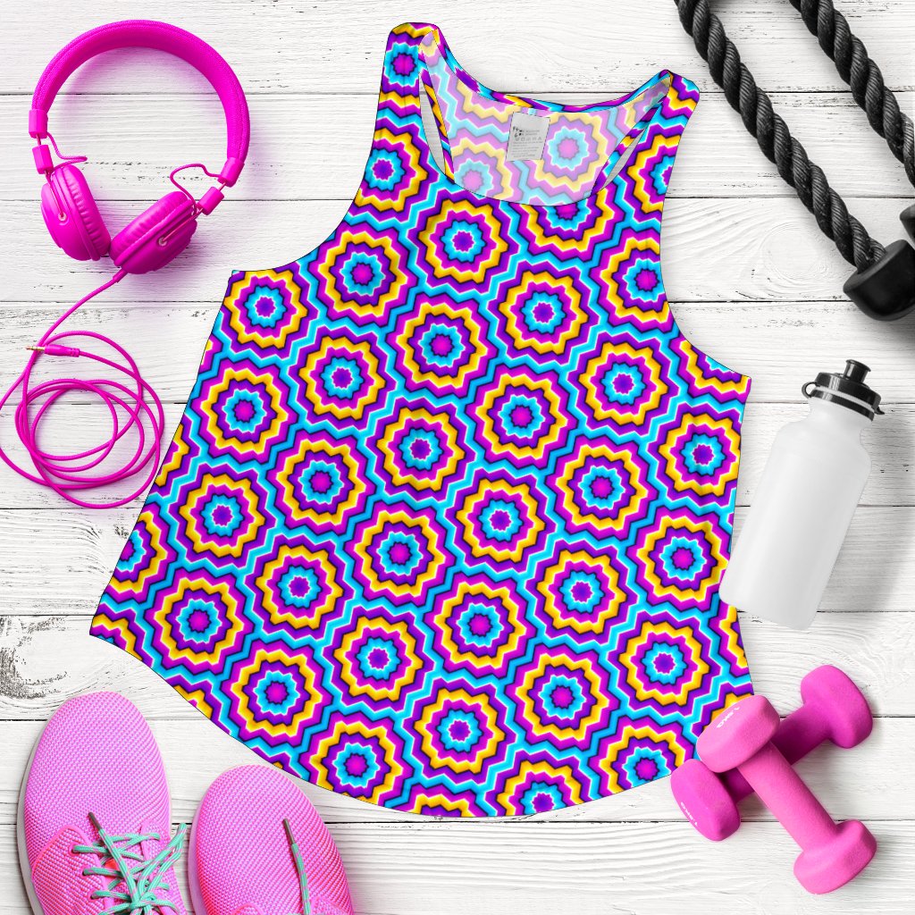 Optical illusion Techno Movement Women Racerback Tank Top