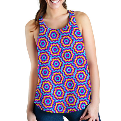 Optical illusion Techno Movement Women Racerback Tank Top