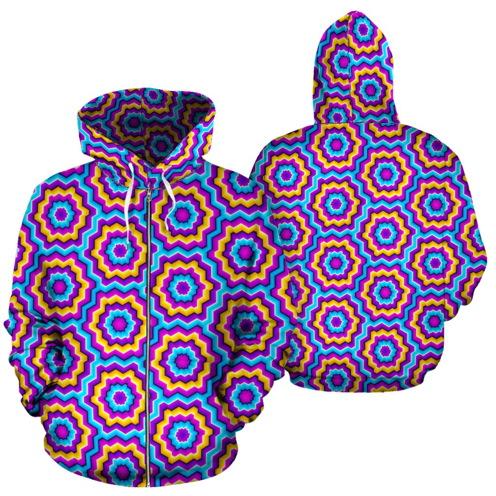 Optical Illusion Techno Movement Zip Up Hoodie