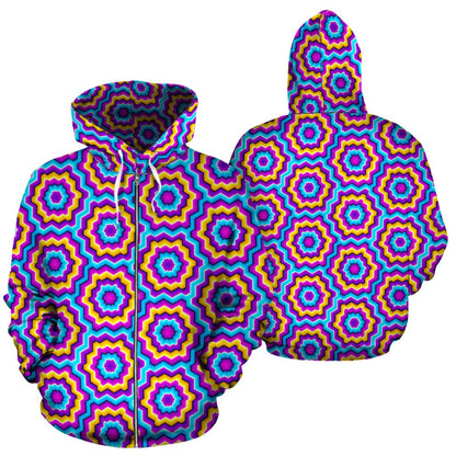 Optical Illusion Techno Movement Zip Up Hoodie