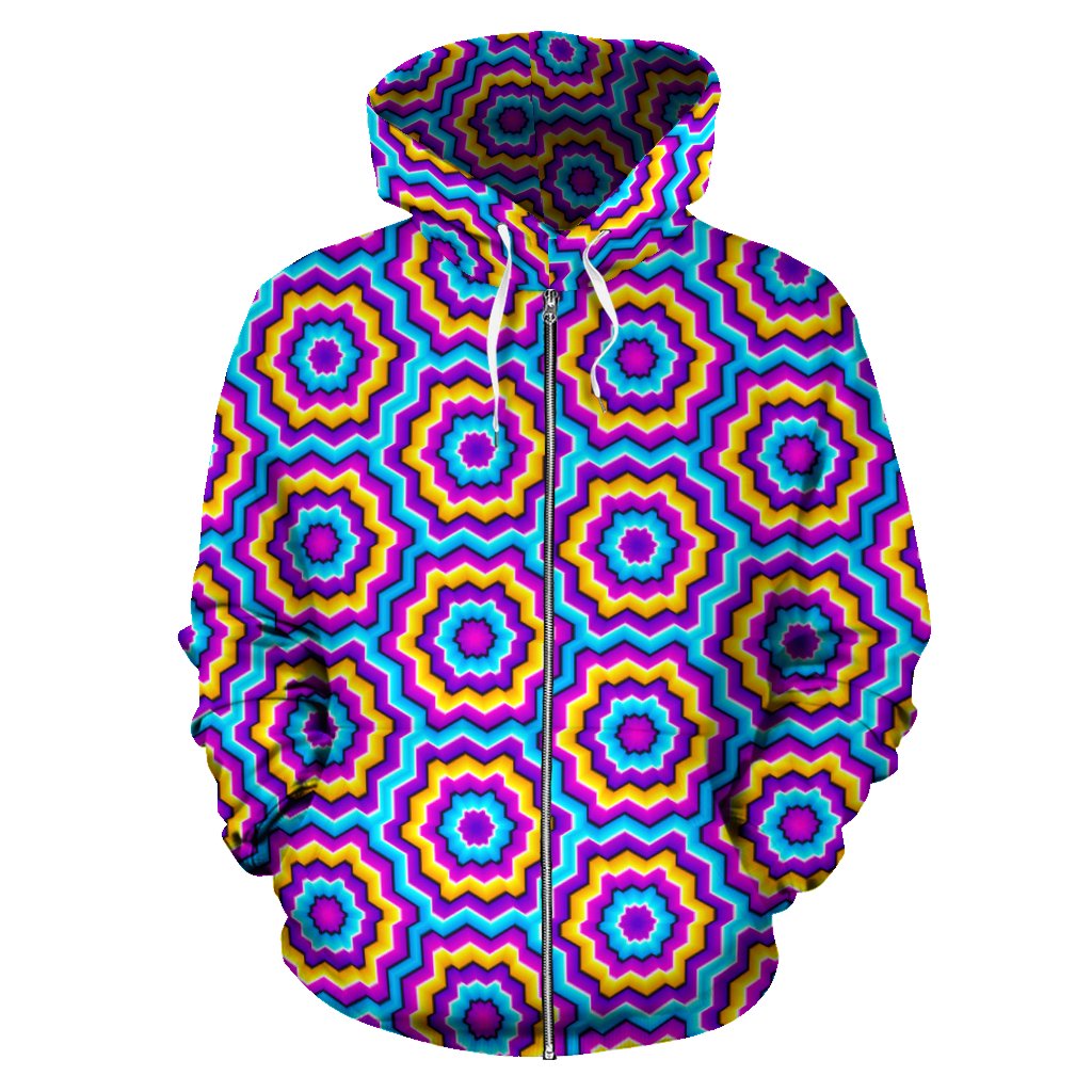 Optical Illusion Techno Movement Zip Up Hoodie