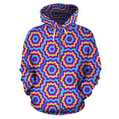 Optical Illusion Techno Movement Zip Up Hoodie