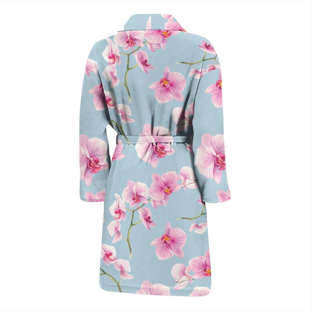 Orchid Pattern Print Design A01 Men Bathrobe-JORJUNE.COM