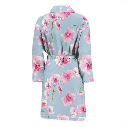 Orchid Pattern Print Design A01 Men Bathrobe-JORJUNE.COM