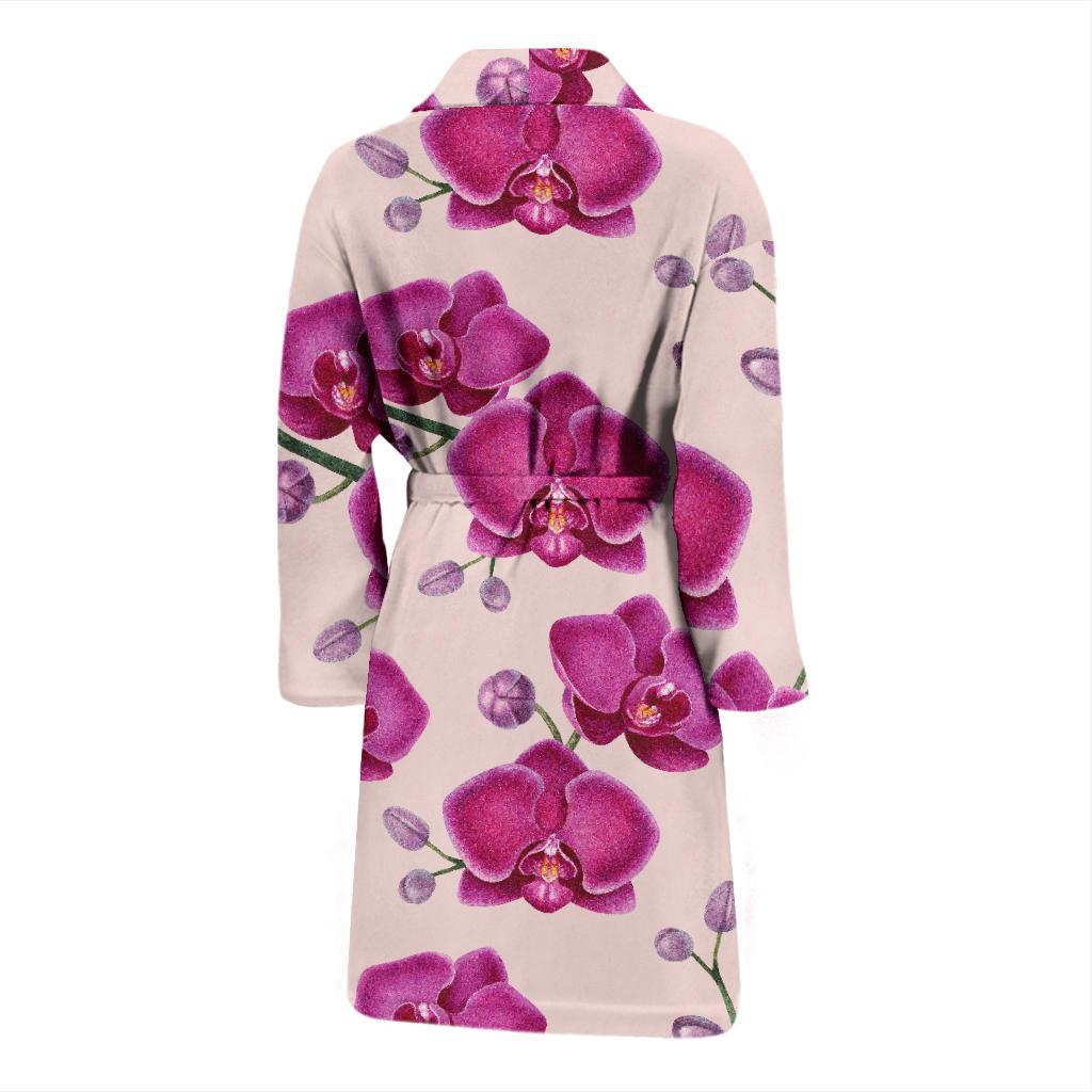 Orchid Pattern Print Design A02 Men Bathrobe-JORJUNE.COM