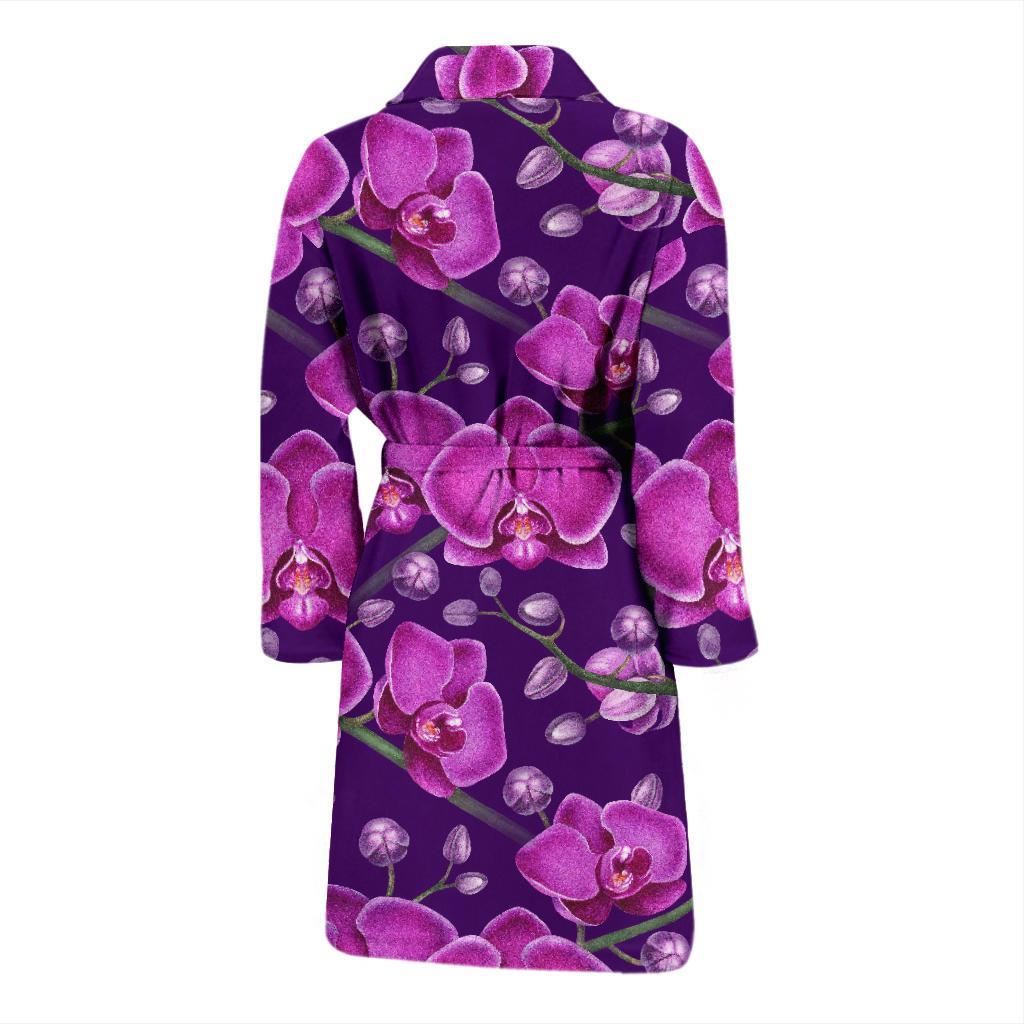 Orchid Pattern Print Design A03 Men Bathrobe-JORJUNE.COM