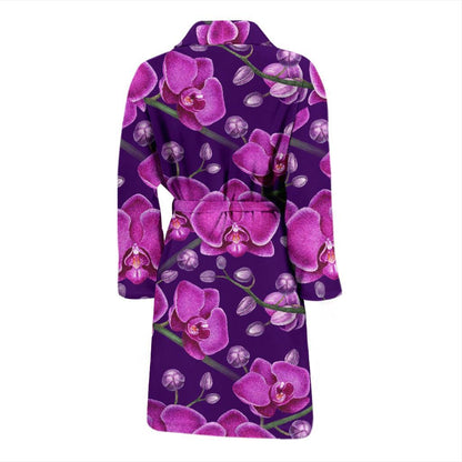 Orchid Pattern Print Design A03 Men Bathrobe-JORJUNE.COM