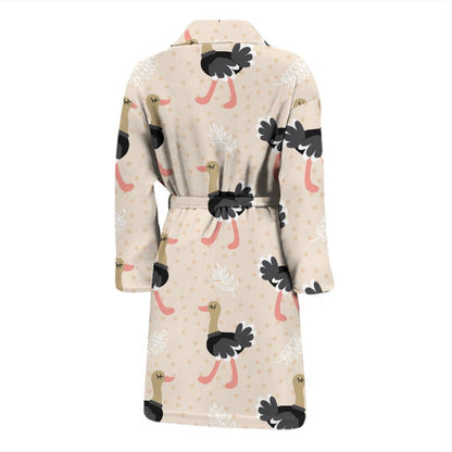 Ostrich Pattern Print Design 02 Men Bathrobe-JORJUNE.COM