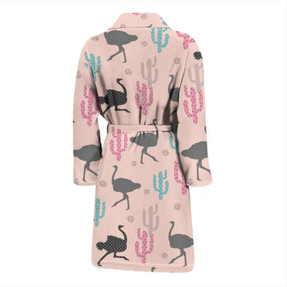 Ostrich Pattern Print Design 03 Men Bathrobe-JORJUNE.COM