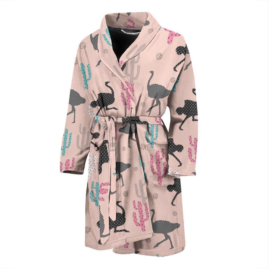 Ostrich Pattern Print Design 03 Men Bathrobe-JORJUNE.COM