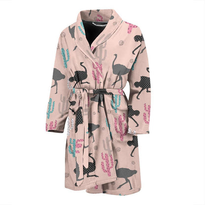 Ostrich Pattern Print Design 03 Men Bathrobe-JORJUNE.COM