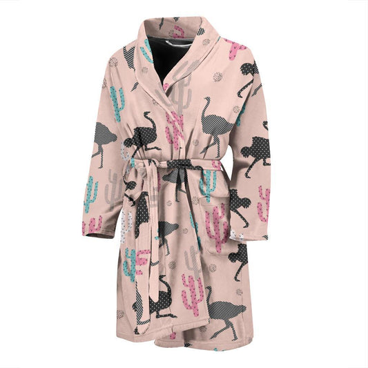 Ostrich Pattern Print Design 03 Men Bathrobe-JORJUNE.COM