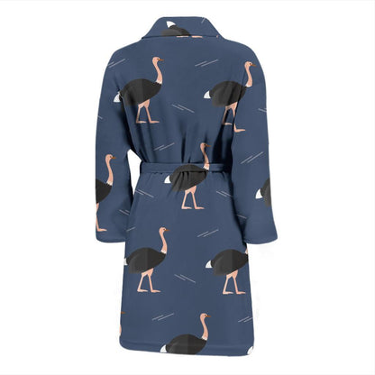 Ostrich Pattern Print Design 04 Men Bathrobe-JORJUNE.COM