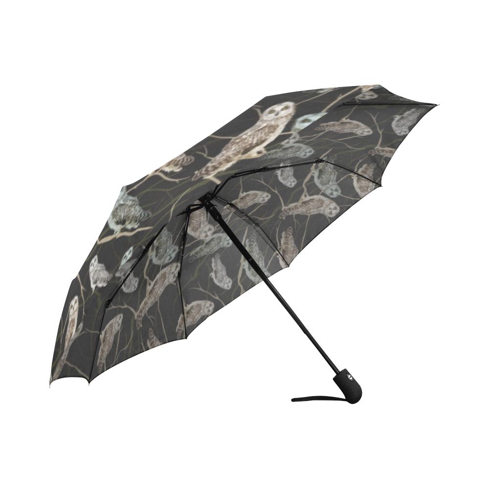 Owl Branch Themed Design Print Automatic Foldable Umbrella